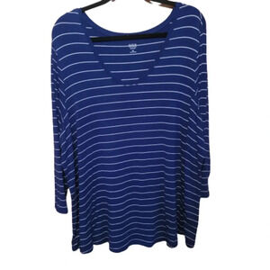 a.n.a. Navy/ White Striped shirt 3/4 sleeve